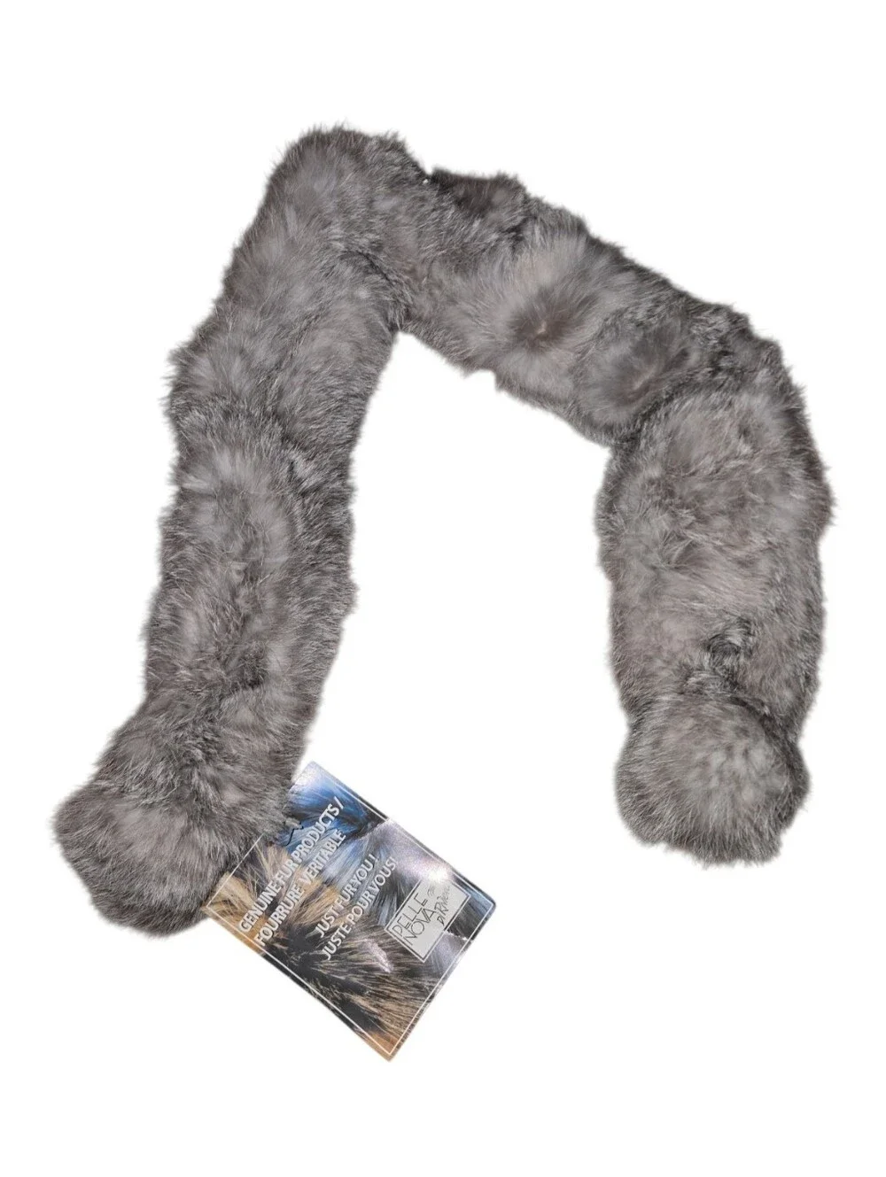 Gray Rabbit Fur Scarf - Picture 1 of 4